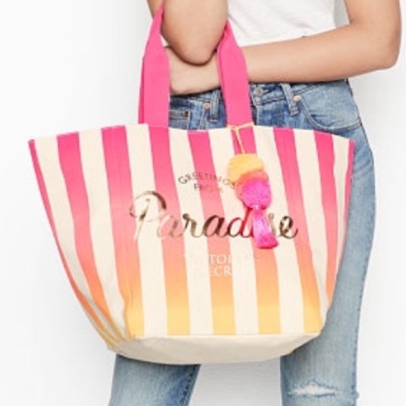 NWT Victoria’s Secret Paradise Striped Tote Bag - Picture 5 of 7